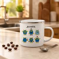 Tasses en émail personnalisées avec logo, 11 oz, vierges pour sublimation, avec bordure argentée pour impression par transfert thermique
