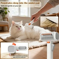 Sikat Perawatan Hewan Peliharaan 2-in-1 untuk Kucing & Anjing, Sisir Penghilang Bulu Rontok Satu Sentuhan dengan Pengunci Keamanan untuk Bulu Kusut & Terjepit