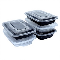 Boîte à lunch jetable de style américain épaissie 750ml 1000ml, boîte carrée pour viande rôtie avec couvercle pour nouilles de riz, ustensiles de cuisine Lvkang