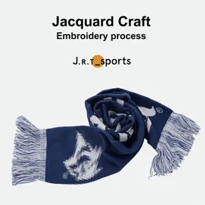 Custom Acrylic Winter Sport Soccer Knitted Football Team Club Scarf Sport Soccer Scarf