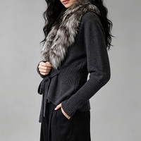 Cardigan Tyan 2026 pour femme, style vintage, couleur anthracite, tricot doux, vêtement d'extérieur, pull en fourrure de renard