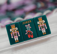 Jeu de Mahjong Américain Thème Casse-Noisette et Noël, Tuiles Acryliques Vertes et Violettes, 160 Pièces, Jeu de Société Portable pour les Fêtes