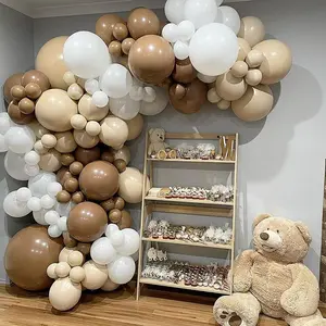 127 Buah Balon Cokelat Kopi Kit Lengkungan Warna Kulit Lateks Garland Balon Baby Shower Perlengkapan Latar Belakang Dekorasi Pesta Pernikahan