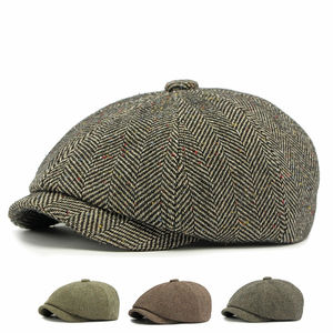 Recién llegado, Boina de lana, sombrero de vaquera para hombres y mujeres, gorro cálido de invierno octogonal Retro con estilo, gorro de vendedor de periódicos - Product Image 1