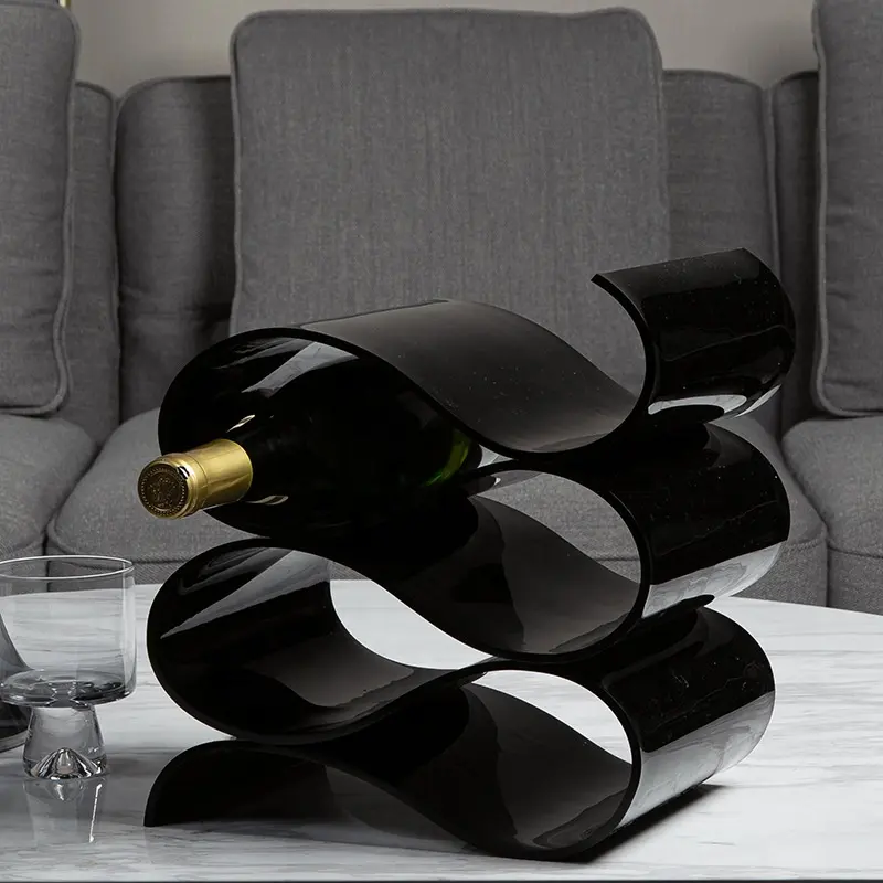 Prateleira de vinho abstrata criativa de acrílico, preto, transparente, estilo moderno, decoração de restaurante de casa