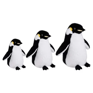 A buon mercato soffice nero peluche pinguino giocattolo per bambino logo personalizzato non imbottito peluche di pelle di animale giocattolo pinguino