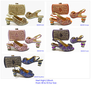 <span class=keywords><strong>Scarpe</strong></span> con <span class=keywords><strong>tacco</strong></span> basso con borse abbinate tipo italiano Set borsa borsa africano cera - Product Image 2