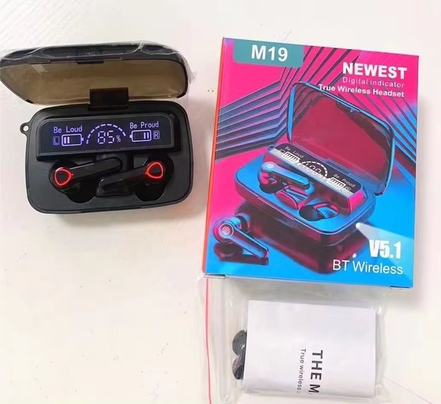 M19 TWS Earbuds Intelligent Touch Control Waterproof for Bluetooth Wireless Headphones with LED and 2000mAh JL Chipset