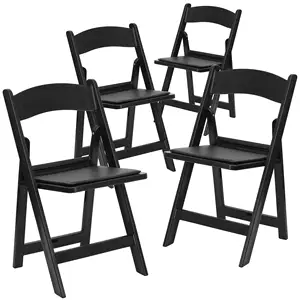 Leichter komfortabler schwarzer Esszimmer-Events-Harz-Kunststoff-Klappstuhl mit PVC-Gepolsterten Sitzen für Hochzeit Party Picknick Küche