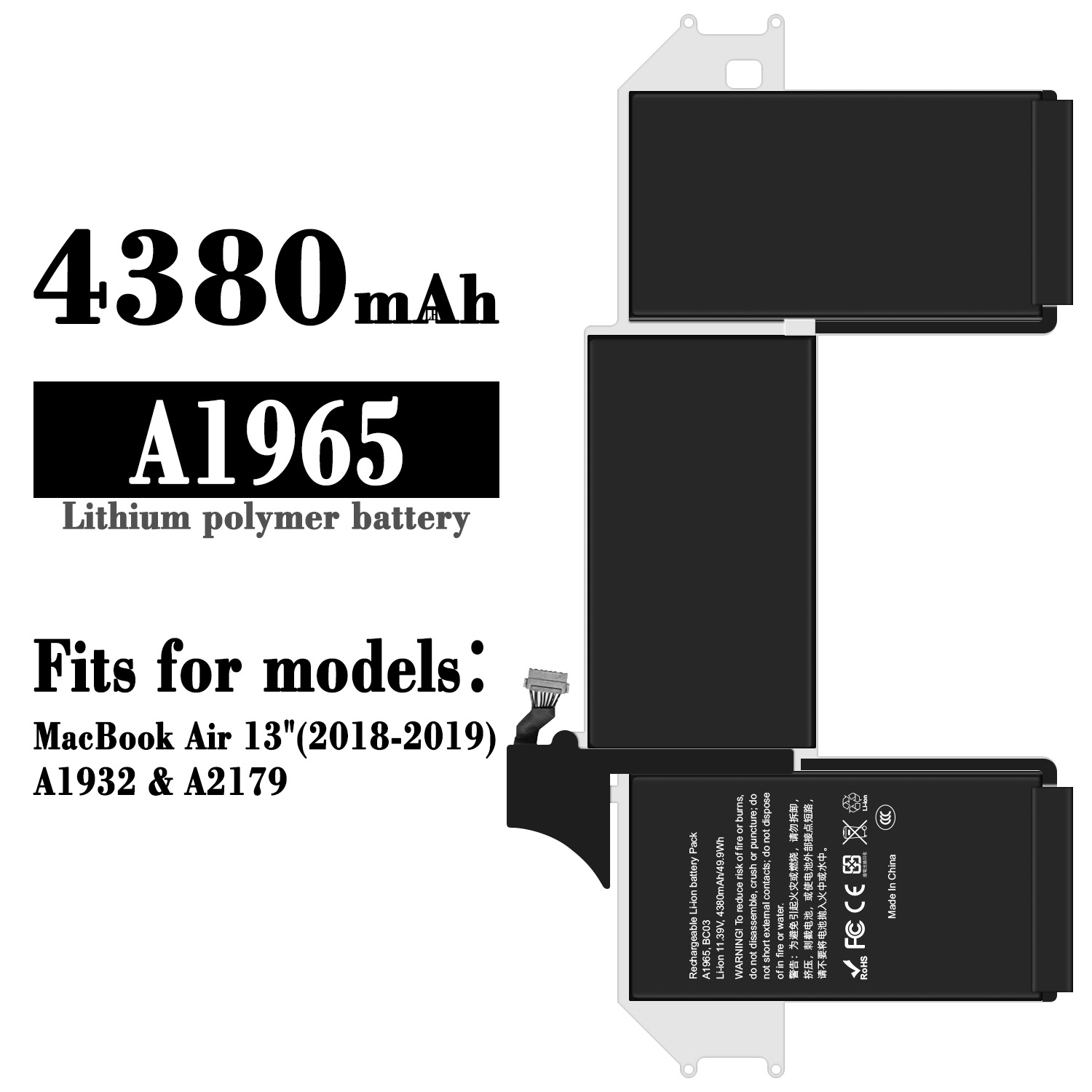 For MacBook Air 13" A1932 & A2179 (2018-2019)