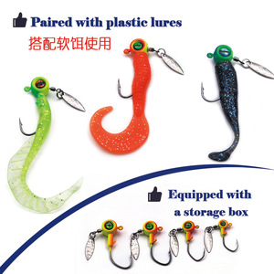 Hameçon de pêche à la ligne avec spinner rotatif et appât souple pour la pêche à la truite - Product Image 1