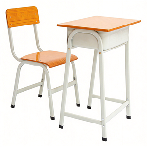 Escritorio Escolar Resistente con Cajón con Cerradura y Gancho para Libros, Patas Metálicas con Estructura Cromada, Muebles para Estudiantes para Aulas Universitarias - Product Image 5