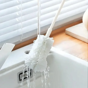 Brosse à tasses rotative à 360° à long manche, 1 pièce, pour biberons, tétines, poils en silicone blanc doux, nettoyant pour taches de thé, verrerie, cuisine - Product Image 5