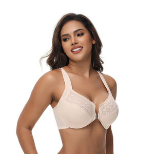 Reggiseno Wireless Solf a Copertura Totale, Reggiseno Grande <span class=keywords><strong>con</strong></span> <span class=keywords><strong>Apertura</strong></span> Frontale, Design Sexy in Pizzo <span class=keywords><strong>con</strong></span> Ferretto e Schiena a X, Modellante Plus Size, Vendita Diretta dal Produttore - Product Image 4