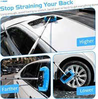 Nettoyeur de voiture en PVC à cinq faces avec manche long, brosse à poils doux et manche extensible