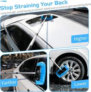 Nettoyeur de voiture en PVC à cinq faces avec manche long, brosse à poils doux et manche extensible - Product Image 6