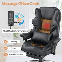 Chaise de bureau exécutive ergonomique à siège en forme de selle, en cuir gris foncé, avec massage par vibration à 6 points