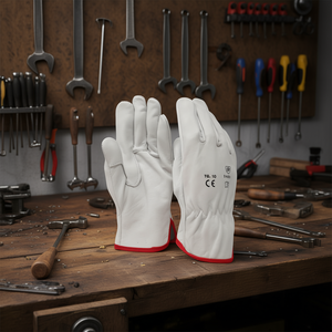 Gants de travail de protection en cuir de vachette Ttake, taille 10, garniture rouge - Product Image 3