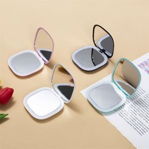 Mini <b>Compact</b> Led Makeup <b>Mirror</b> With Light 5X Magnifying Small Pocket Portable Travel Pink Black Foldable Cosmetic Vanity <b>Mirrors</b> - Product Image 3