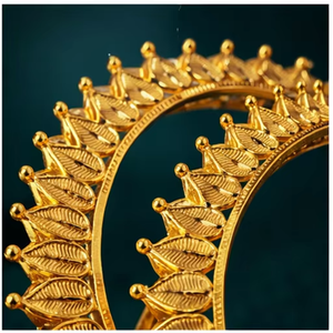 24Ct <b>Gold</b> Plated Leaf Design Fashion Accessories Statement Set For Wedding and Party Wear Bangles By Exporters - Product Image 4