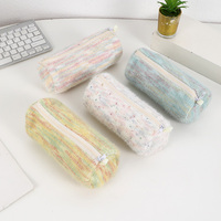 Simple bonbons en peluche porte-crayon Portable mignon maquillage brosse sac sac de rangement fermeture éclair voyage sacs à cosmétiques pour femme fille dame