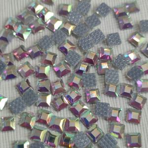 ZK Crystal AB Carré 3x3mm Diamant Forme Dos Plat Strass Manucure - Product Image 1