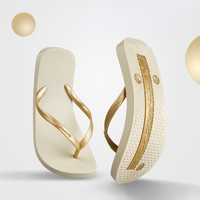 Sandales pliables pour femmes, tongs d'été, sandales de plage, pantoufles dorées, tongs