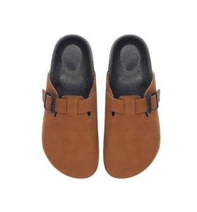 <b>Mens</b> Brown Suede Look Closed Toe Slip-On <b>Clogs</b> Adjustable Buckle Strap Casual Comfort Footwear - Product Image 2