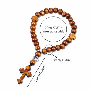 Rosario Ortodoxo Oriental hecho a mano con borlas cruzadas, pulsera de oración con cuentas, cuentas de madera, Rosario de bautismo religioso, pulsera con borlas - Product Image 4