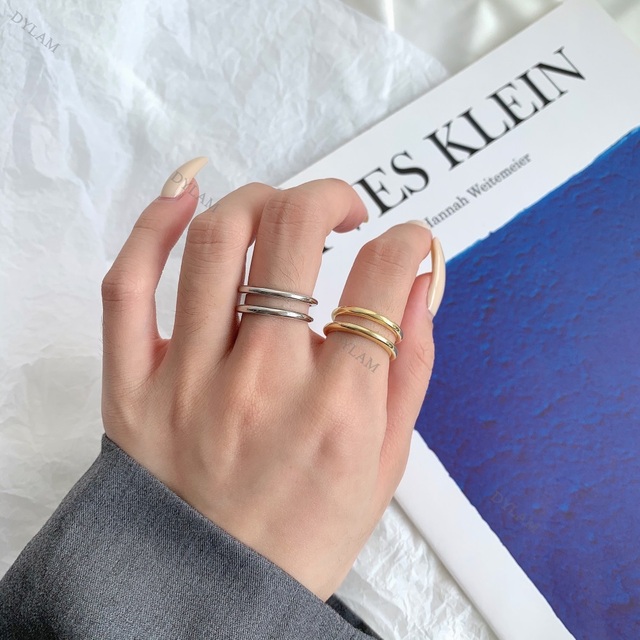Dylam Jewellery Anillos De Plata 925 Silver Jewelry Joyeria Signet Adjustable Ring Gold Plated Jewelry 18K Gold Chunky Rings