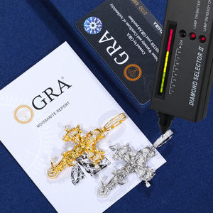 Hip Hop Kreuz Serie Religiöser Schmuck 925er Sterlingsilber VVS Moissanit Diamant Dornen Kruzifix Jesus Anhänger - Product Image 4