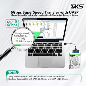 Cable Adaptador USB 3.0 Tipo A a Tipo C a SATA III de 6 Gbps y 3 A para Carga Rápida, para Disco Duro de <span class=keywords><strong>2</strong></span>,5'', SSD, Computadora e Impresora - Product Image 5