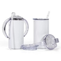 12oz BPA libre de biberón de bebé sublimación recta sin costuras Sippy taza para niños pequeños con 2 tapas