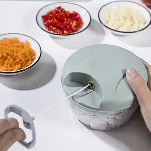 Hot sale Manual Multifunction Vegetable Crusher hand pulling Stainless Steel food salad spinner with pull handle
