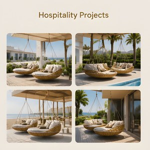 Modern Outdoor Garden Patio Lounge Sun <b>Bed</b> Villa Hotel Aluminum Rattan <b>Swings</b> Daybed Courtyard Living Room Uv Resistant - Product Image 2