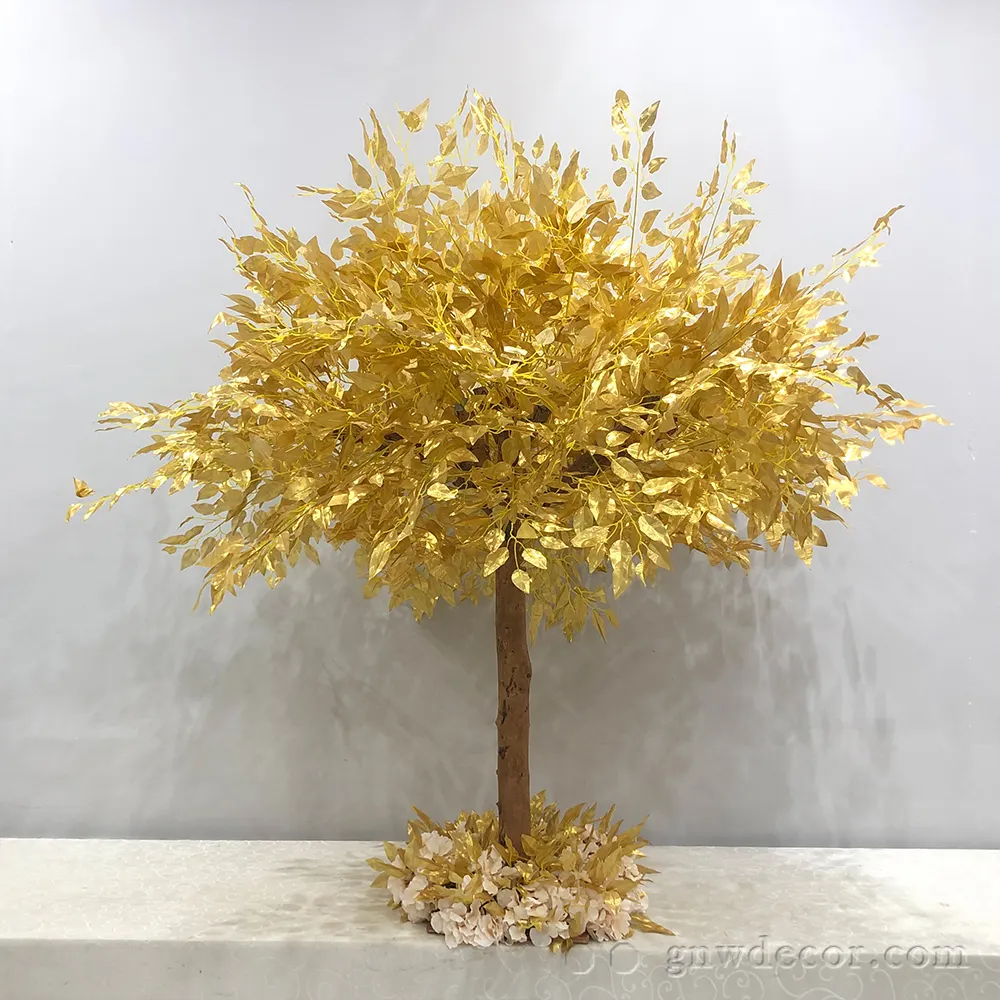 مجموعة زخرفية من GLW للزفاف نباتات ذهبية اصطناعية أشجار زهرة الصفصاف ديكور كبير شجرة زهر قوس كبيرة