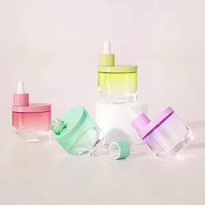 Garrafas de vidro coloridas para perfume e cosméticos, mini colheres de impressão de tela personalizadas para cuidados com a pele