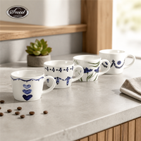 Ensemble de tasses à café en céramique SWT Classic Flower, tasse à thé en céramique à pétales bouffants, passe au lave-vaisselle, cadeau adorable pour la maison, le bureau ou le café