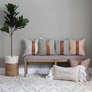 Home Decor Sierkussen Cover Decoratieve Kussensloop Ontwerp Zwart Strips Faux Lederen <span class=keywords><strong>Patch</strong></span> Kussen 18X18 Geometrische Kussen cover - Product Image 6