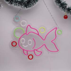 Dimmable USB LED Light Fish <span class=keywords><strong>Neon</strong></span> Sign Goldfish Décoration murale pour la maison Décorations pour bar Salle de jeux Man Cave Garage-Cadeau parfait - Product Image 4