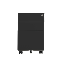 Classeur de bureau en métal poignée à 5 roues avec serrure à clé 3 tiroirs sous le bureau armoire de rangement sur piédestal mobile