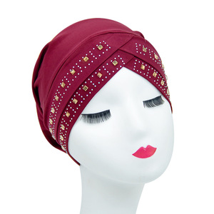Gorro con purpurina para mujer, musulmán árabe gorrito, <span class=keywords><strong>turbante</strong></span> con diamantes de imitación, venta al por mayor - Product Image 5