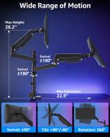Support de bureau double écran ultra-large Max 49 pouces, bras de fixation robuste et extra-haute pour deux moniteurs