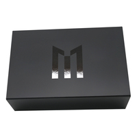 Boîte d'emballage en carton rigide pliable de luxe avec logo personnalisé, boîte à fermeture magnétique noire, boîte cadeau magnétique