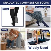 Chaussettes de compression montantes personnalisées avec logo, 20-30 mmHg, anti-humidité, jacquard, pour la santé, la gym, les voyages et le sport, avec grip