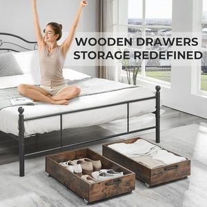 Contenedores de almacenamiento de madera debajo de la <span class=keywords><strong>cama</strong></span> <span class=keywords><strong>con</strong></span> <span class=keywords><strong>ruedas</strong></span> organizador rodante para zapatos contenedores de ropa, cajón organizador de almacenamiento de zapatos - Product Image 2