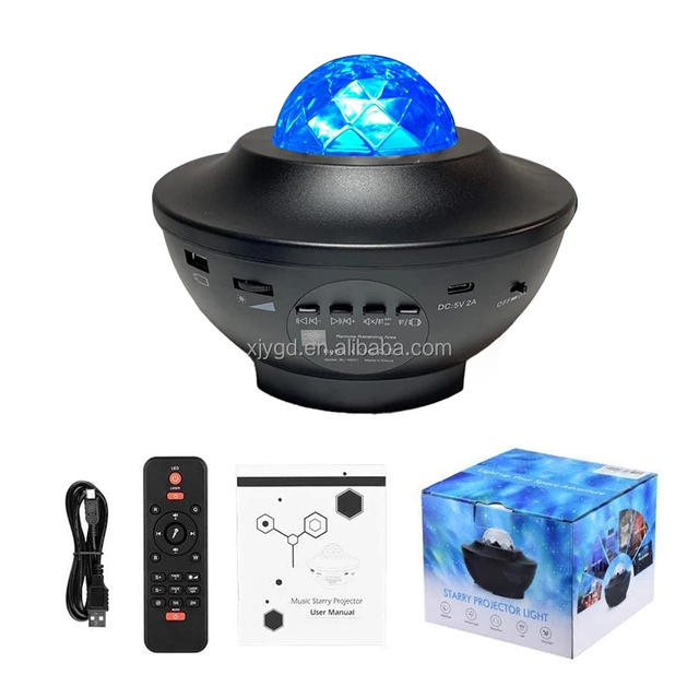 Led Starry Sky Galactics Projector Night Light Ocean Wave Projector Night Lamp with Wireless-Speaker for Bedroom Decoration