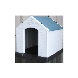 HMTPC Plastic Dog House Outdoor Waterproof Large Breed <b>White</b> Blue Rectangle Hut Pet Kennel - Product Image 3