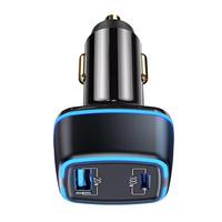 Chargeur de voiture USB C 120W, adaptateur secteur de voiture USB-C et USB-A à 2 ports PD/QC allume-cigare à charge rapide avec lumière bleue