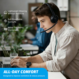 Casque TX-06AE ANC ENC supra-auriculaire ultra-léger avec coussinets en cuir protéiné, serre-tête réglable sur 7 niveaux, chargement Type-C - Product Image 1